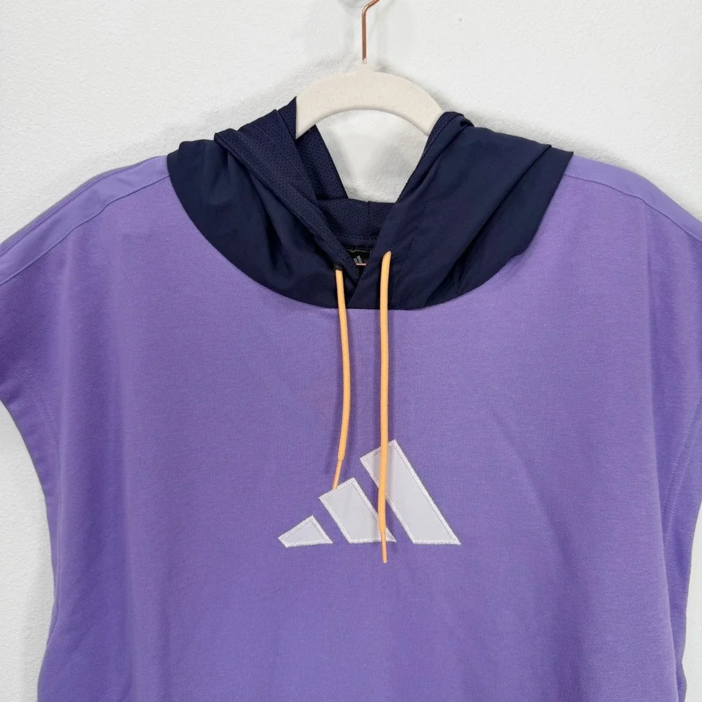 Adidas Mens Purple Sleeveless Basketball Hoodie Sweatshirt Large Magic Lilac